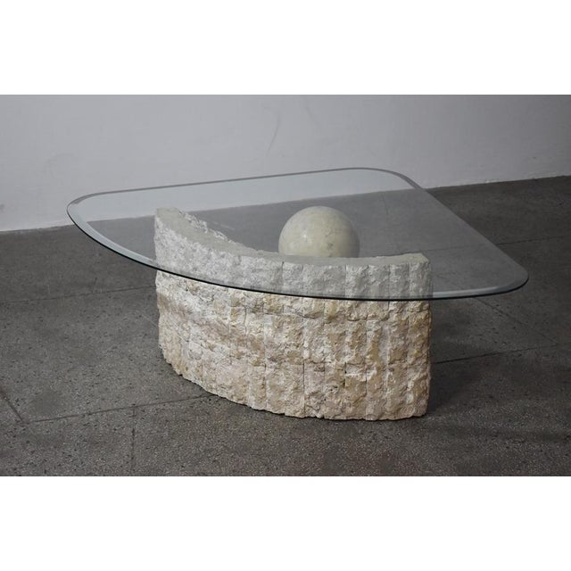 Travertine Stone Coffee Table attributed to Magnussen Ponte, 1980s For Sale - Image 4 of 5