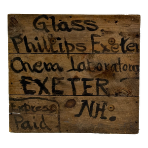 Early 20th Century Salvaged Wooden Crate Shipping Label for the Phillips Exeter Academy, New Hampshire