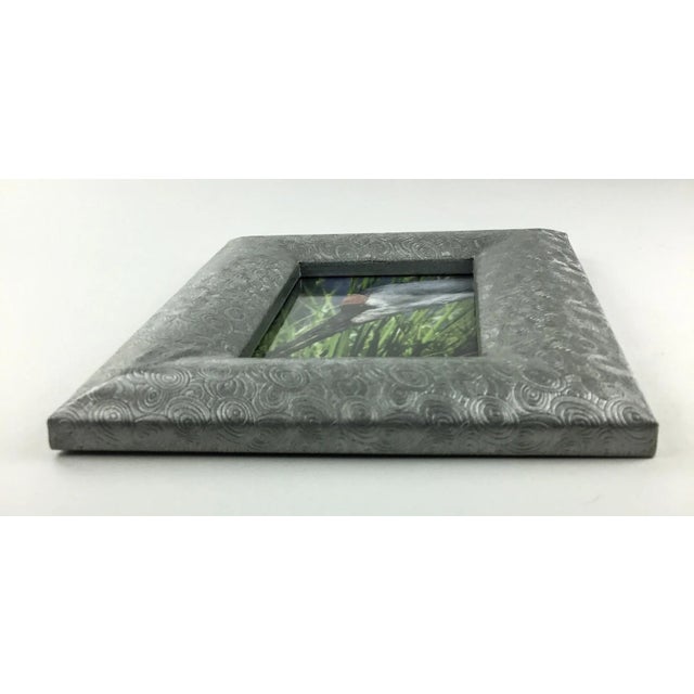 Heavy Silver Tone Carved Abstract Photo Frame With Stand For Sale - Image 4 of 9