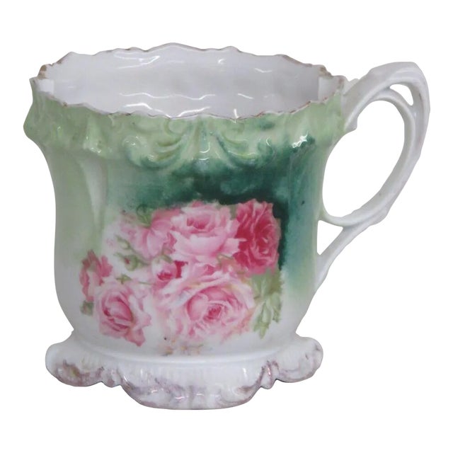 Rs Prussia Porcelain Floral Pink Roses Green Shaving Mug For Sale