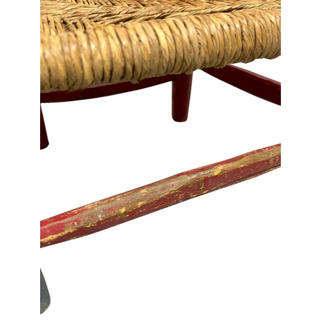 Vintage Set of 2 Hand-Painted Rancho Monterey Mexican Folk Art Children’s Ladderback Chairs With Rush Seats For Sale - Image 6 of 14