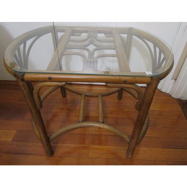 1960s Mid Century Modern Bamboo Side or Coffee Table With Glass Top For Sale - Image 9 of 10