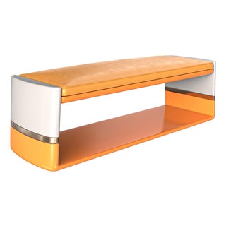 "Candice" Bench, Stainless Steel, Bronze Details, Handmade For Sale