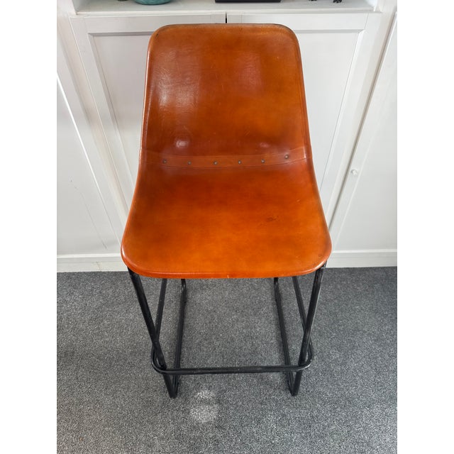 Tan Vintage Industrial Bar Stools 72cm Seat – Original Patina – Set of 4 For Sale - Image 8 of 16