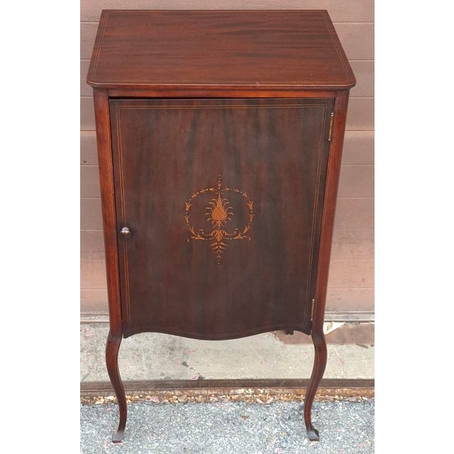 Victorian Payne Furniture Mahogany Inlaid Sheet Music Cabinet, Circa 1890s For Sale - Image 3 of 12