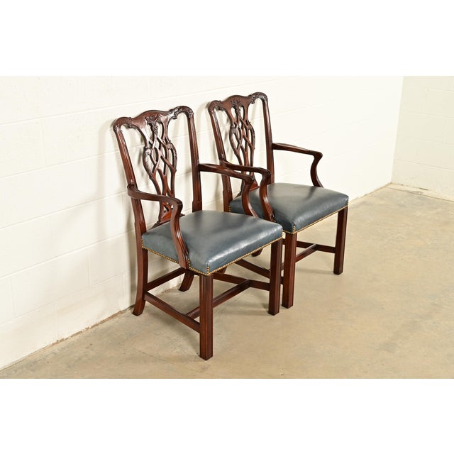 Councill Furniture Councill Craftsmen Georgian Carved Mahogany Armchairs, Pair For Sale - Image 4 of 14