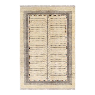 Pasargad Ivory Color Fine Hand Knotted Persian Gabbeh Rug For Sale