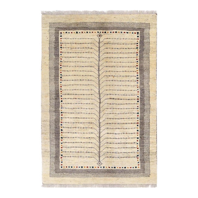 Pasargad Ivory Color Fine Hand Knotted Persian Gabbeh Rug For Sale