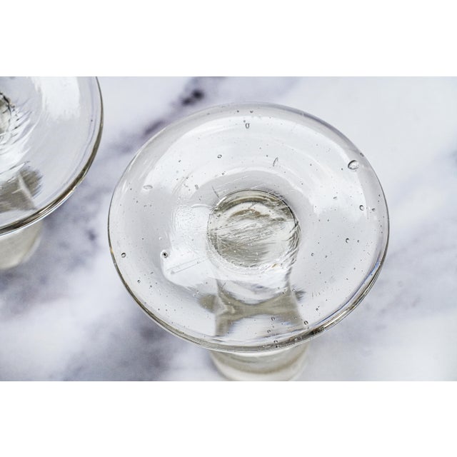 Nice Pair of 19th Century Antique Handblown Large Clear Glass Decanters Barware For Sale - Image 10 of 16