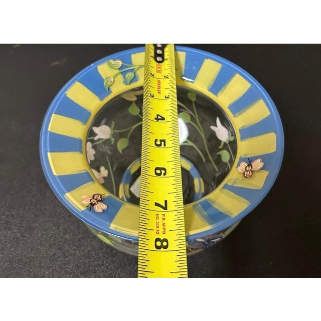 Glass 1970s Lenox Hand Painted Art Glass Butterfly Meadow Floral Bowl 5.5”t 7.5”w For Sale - Image 7 of 7