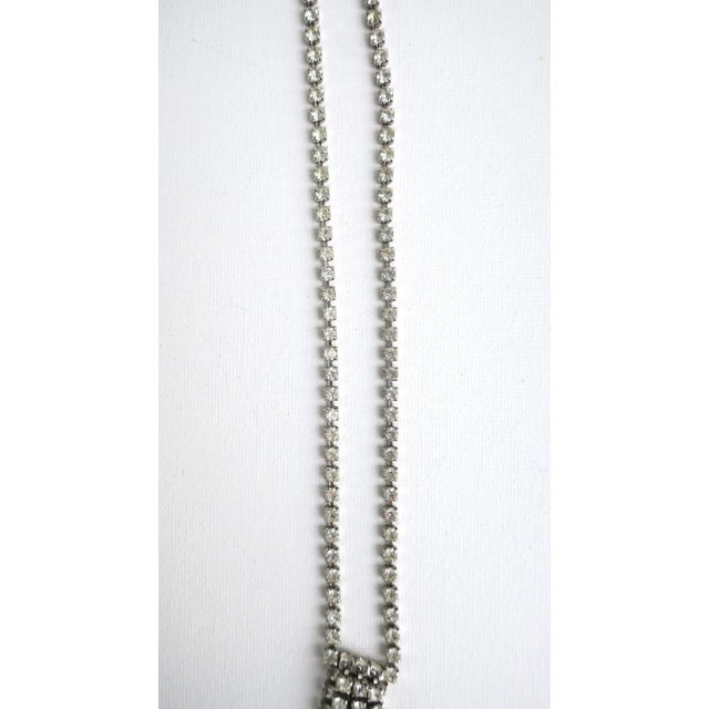 Silver Vintage Rhinestone Adjustable Tassel Necklace For Sale - Image 8 of 12