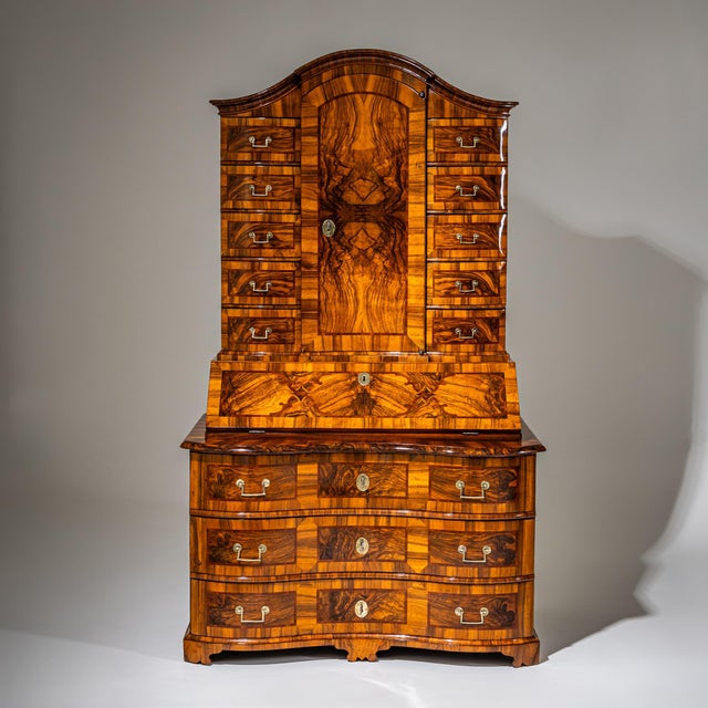 Baroque Slant-Front Secretary in Walnut, Mid-18th Century For Sale - Image 12 of 12