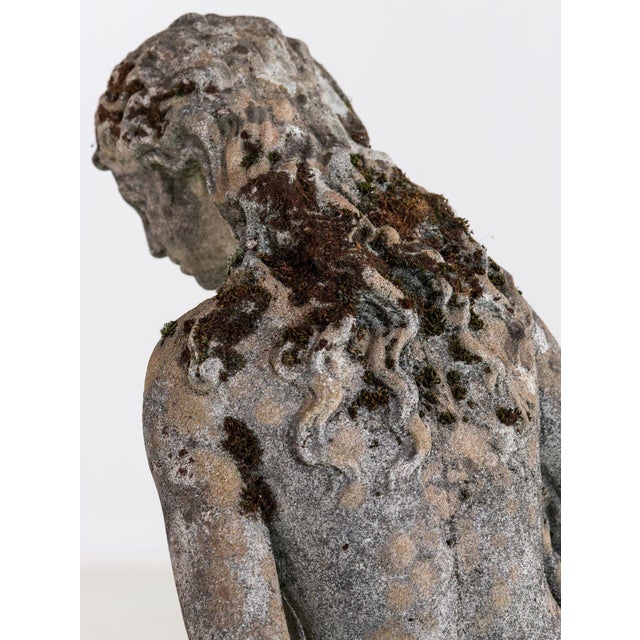 Composite Stone Weathered Garden Statue of Maiden or Goddess, England Mid 20th C. For Sale - Image 13 of 18