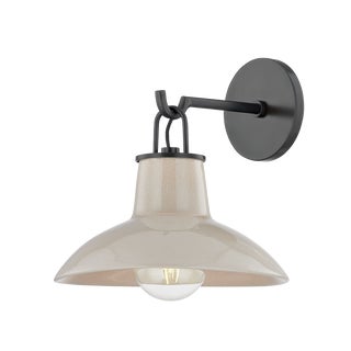 Hudson Valley Lighting Pottersville 10.5 in. 1 Light Wall Sconce in Distressed Bronze and Ceramic Ivory Crackle Finish For Sale