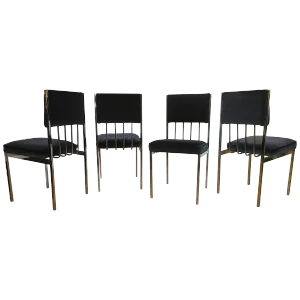 Milo Baughman Style Mid-Century Modern Tubular Chrome Dining Chairs, 1970's