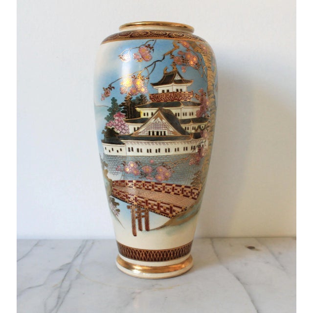 Ceramic Vintage Signed Japanese Satsuma Vase For Sale - Image 7 of 10