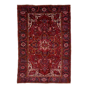 Red Medallion Floral Persian Wool Rug Handmade