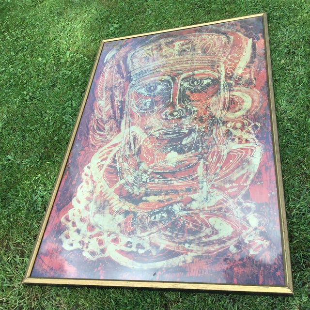 Abstract Modern Religious Man Batik Fabric Painting 50" For Sale - Image 12 of 12