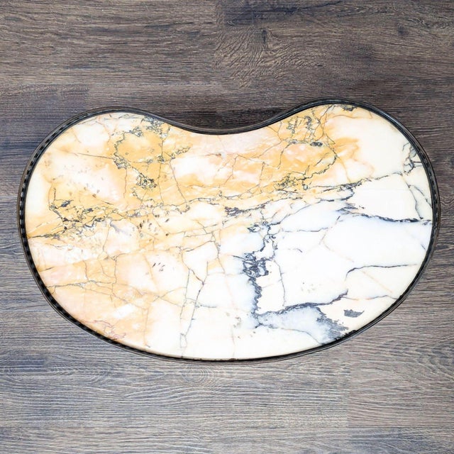 Vintage Kidney Shape Marble Top Side Table With Gallery For Sale In San Francisco - Image 6 of 7