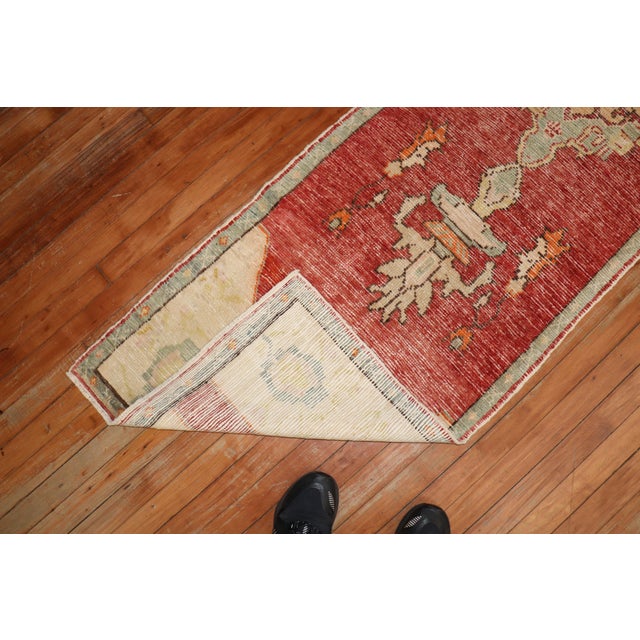 Textile Zabihi Collection Turkish Narrow Red Runner For Sale - Image 7 of 9
