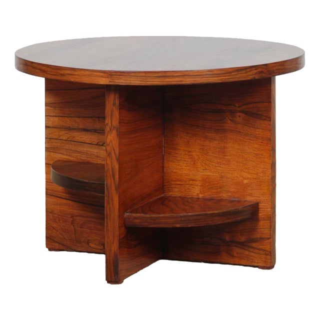20th Century Round Coffee Table in Walnut and Rosewood For Sale