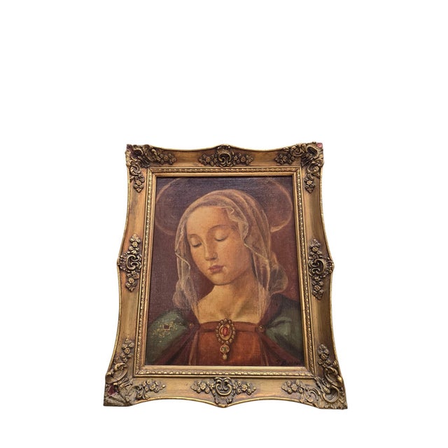 Vintage Renaissance Revival Madonna Portrait For Sale - Image 9 of 10