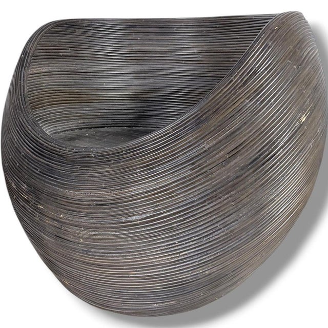 Gray Vintage Hand-Woven Rattan Egg Chair For Sale - Image 8 of 9