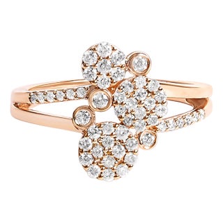 14K Rose Gold Plated .925 Sterling Silver 1/2 Cttw Diamond Scatter Composite Bypass Ring (I-J Color, I1-I2 Clarity) - Size 9 For Sale