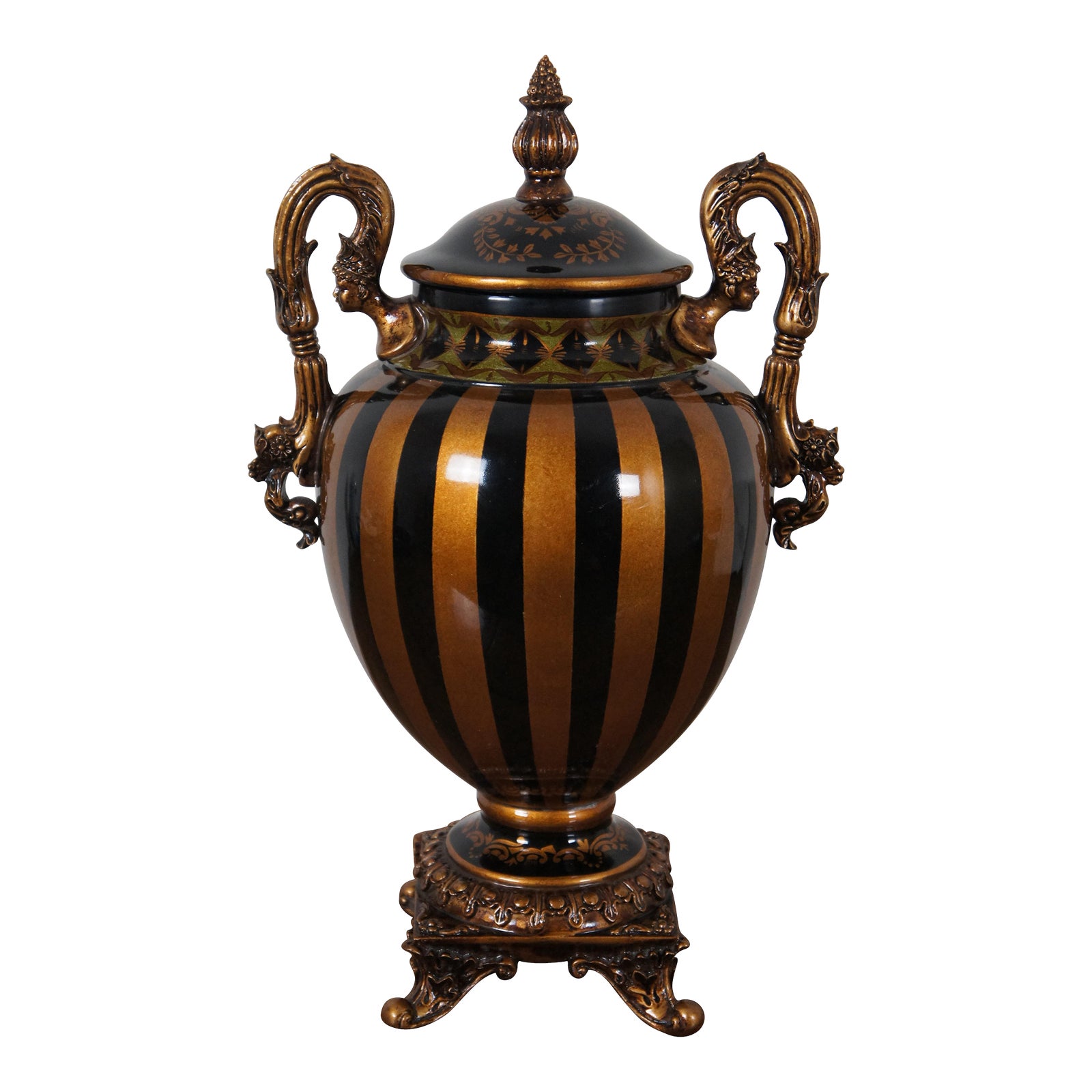 Mid 20th Century Horchow Ginger Jar Trophy Urn Mantel Vase Footed