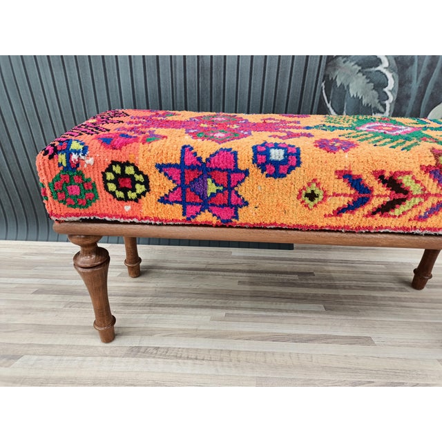 Traditional Bohemian Kilim Covered Bench For Sale - Image 3 of 9