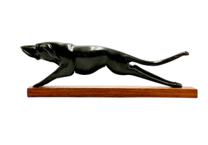 Vintage Art Deco Style Carved Hunting Dog Figurine, 1950s