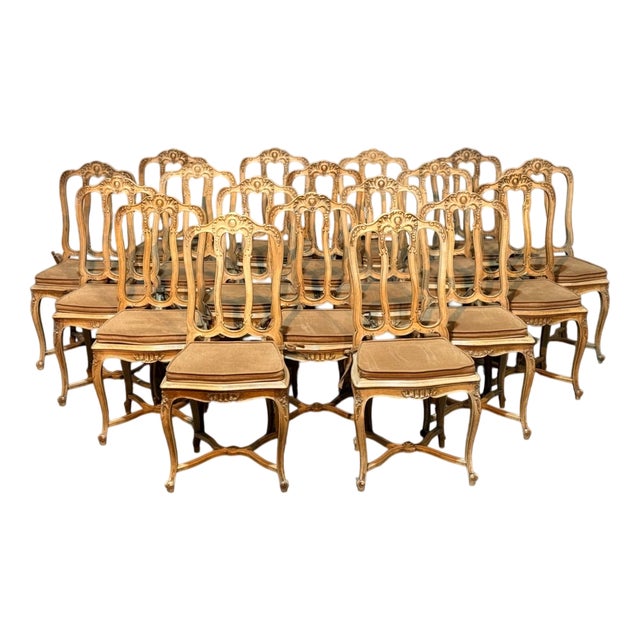 French Oak Farmhouse Dining Chairs, 1900s, Set of 18 For Sale