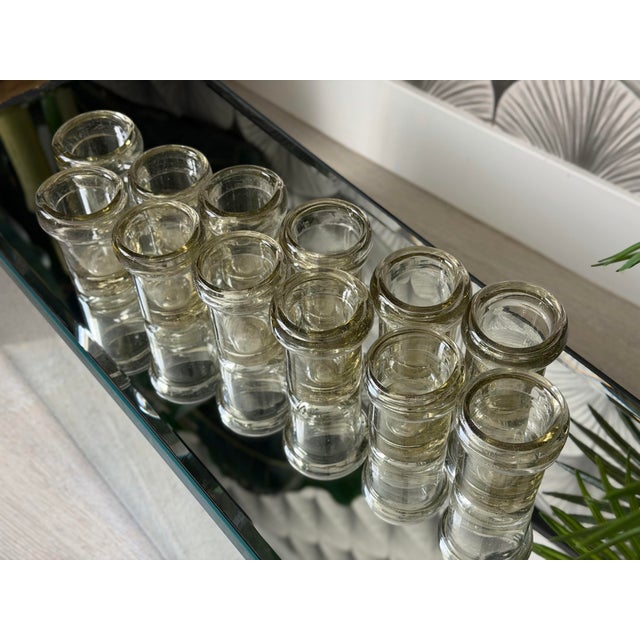 Metal Jan Barboglio 12-Step Glass & Iron Metal 40.5” Firedance Railroad Votive Candleholder Candelabra For Sale - Image 7 of 12