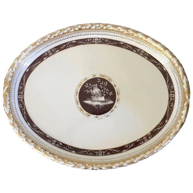 Early 19th Century Continental Porcelain Oval Platter Decorated with an Owl and Oak Leaves For Sale - Image 10 of 10