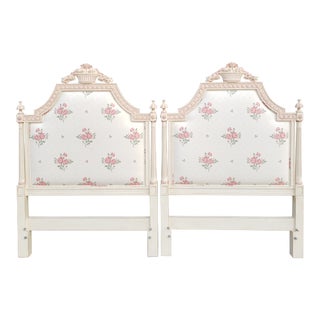 Decorative Julia Gray French Louis XVI Style Upholstered Twin Headboards-A Pair For Sale