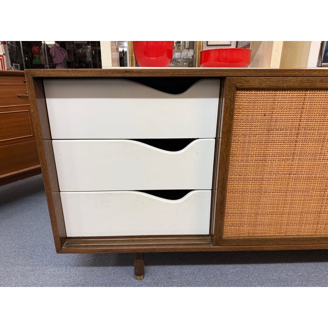 1950s Harvey Probber Mahogany + Caned Door Credenza C1950s For Sale - Image 5 of 17