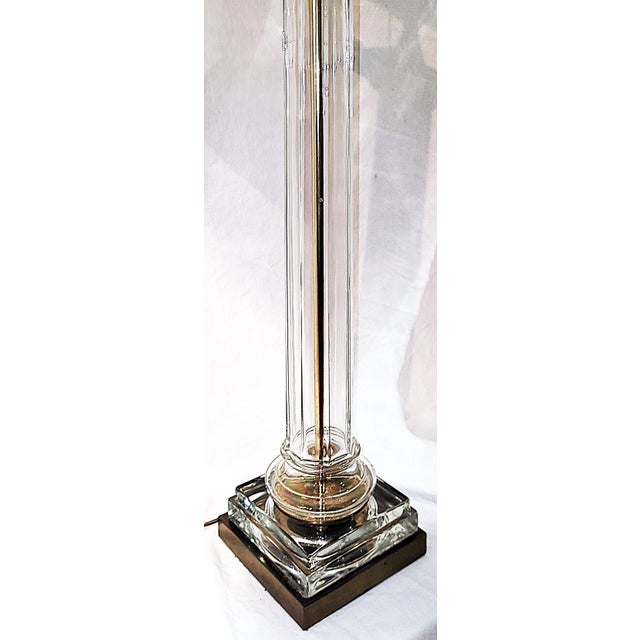 Vintage Glass Column Table Lamp For Sale In West Palm - Image 6 of 9