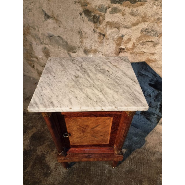 Wood French Empire Bedside Cabinet with Marble Top, 19th Century For Sale - Image 7 of 16