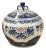 Oriental Blue White Red Symbol Bats Graphic Porcelain Round Container Box For Sale