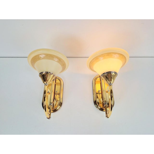 Hollywood Regency Art Nouveau Regency Brass Wall Lamps by Bejorama Lighting, Spain, 1970s, Set of 2 For Sale - Image 3 of 17