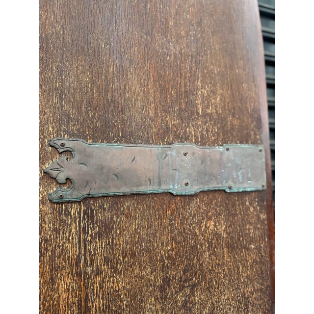 1920s Tudor Revival Pointed Arc Door With Original Bronze Hardware & Octagonal Decorative Knob For Sale - Image 11 of 12