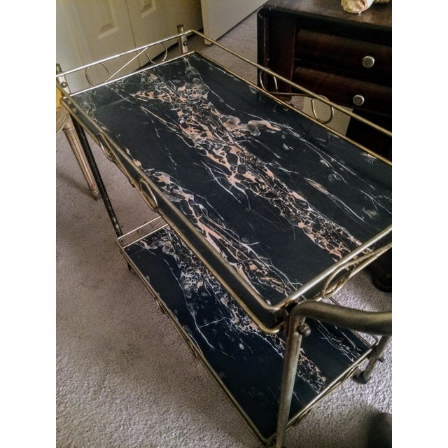 MidCentury Modern Brass & Marble Rolling Bar Cart Chairish