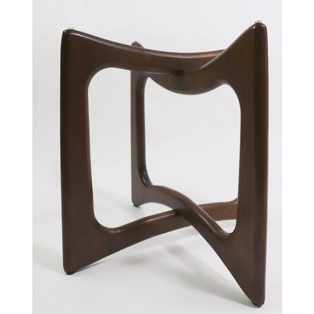 Mid Century Glass Top End Table With Sculpted Wood Base by Pearsall For Sale In New York - Image 6 of 13