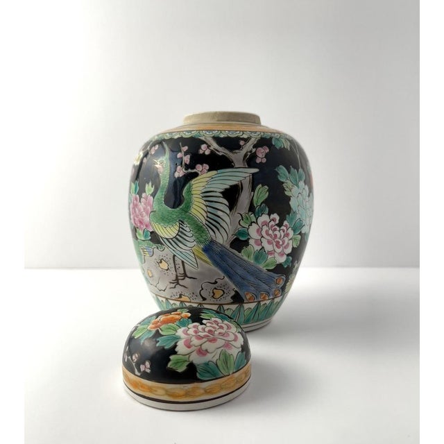Black Japanese Black Polychromed Porcelain Ginger Jar by Yamatoku Meiji, 1890s For Sale - Image 8 of 10