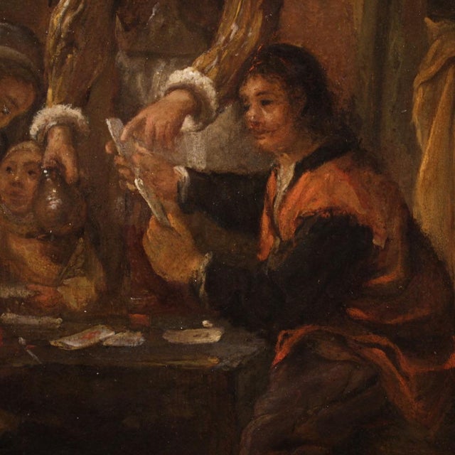 Flemish Artist, Card Players, 1750, Oil on Panel For Sale - Image 12 of 16