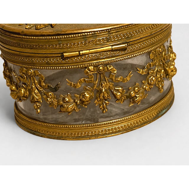 19th C Jean Derval French Gilt Bronze Crystal Box - 1 Pc For Sale - Image 6 of 14