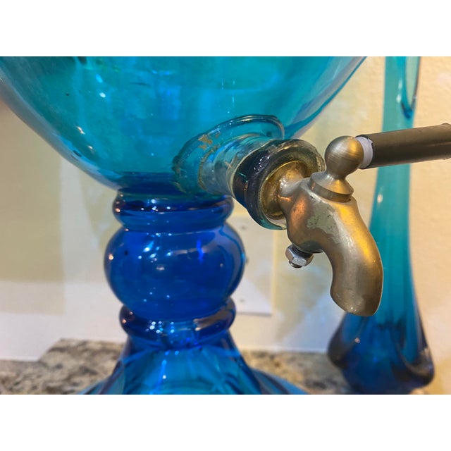 Late 19th Century Monumental Antique 19th Century Blue Cut Glass Brandy Decanter For Sale - Image 5 of 9
