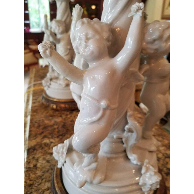 Ceramic 1980s Vintage Blanc De Chine Putti Lamps - A Pair For Sale - Image 7 of 10