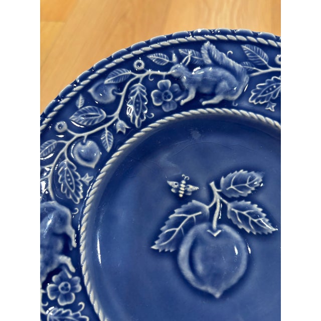 1980s Blue Bordallo Pineiro Salad/Dessert Plates - Set of Three For Sale In Sacramento - Image 6 of 8