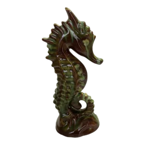 Mid 20th Century French Style Majolica Seahorse Statue